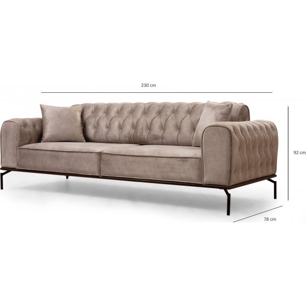 Siesta Capitone 3-seters sofa - Krem Siesta Capitone 3-seters sofa - Krem
