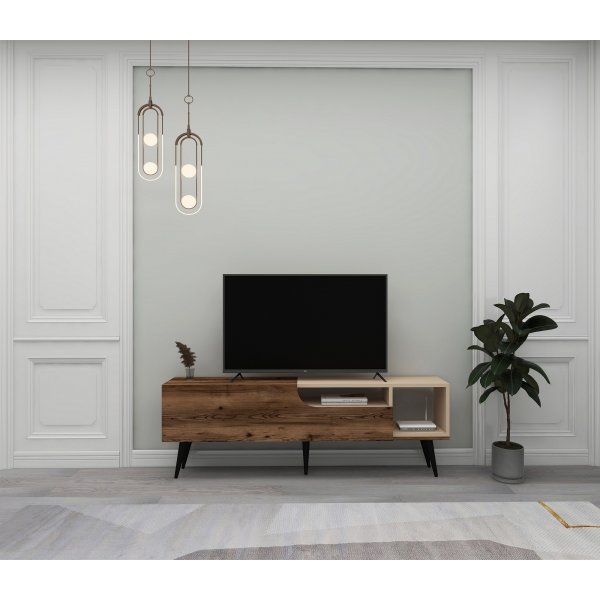 Akolut mediabenk - Lys valn�tt/beige