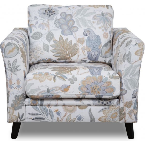 Eker lenestol i blomsterstoff - Eden Parrot White