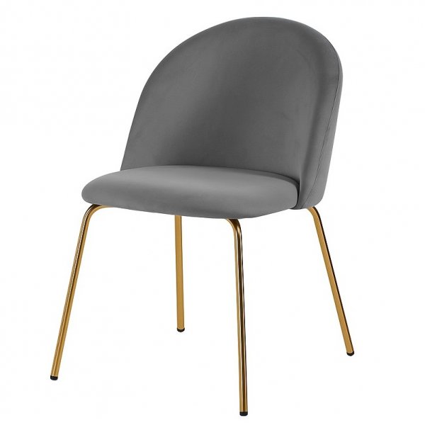 Art velvet stol - Lysegrå / Messing + Møbelføtter Art velvet stol - Lysegrå / Messing + Møbelføtter