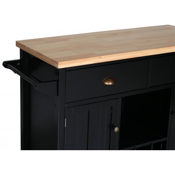 Hampton kjkkeny med vinstativ - Eik / svart