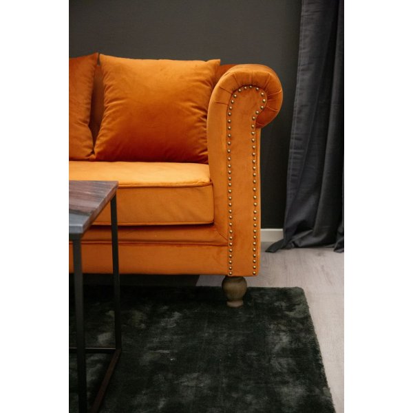 Chesterfield 3-seters sofa Churchill - Orange Flyel