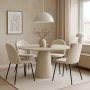 Spisegruppe Lanzo 120 cm med 4 Astrid-stoler i beige flyel