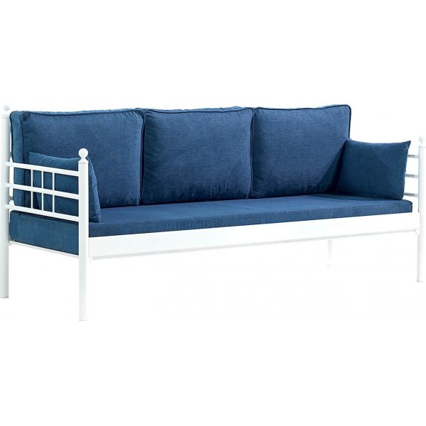 Manyas 3-seters utesofa - Hvit/bl + Tekstilrens for mbler