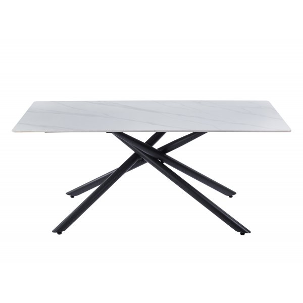 Jupiter spisebord i sintret stein - 180x90 cm - Hvit marmor