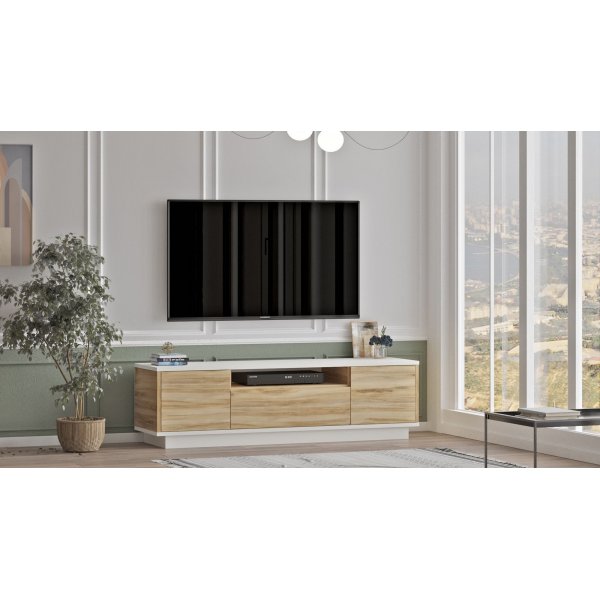 Luvio mediebenk 4 - Eik/hvit Luvio mediebenk 4 - Eik/hvit