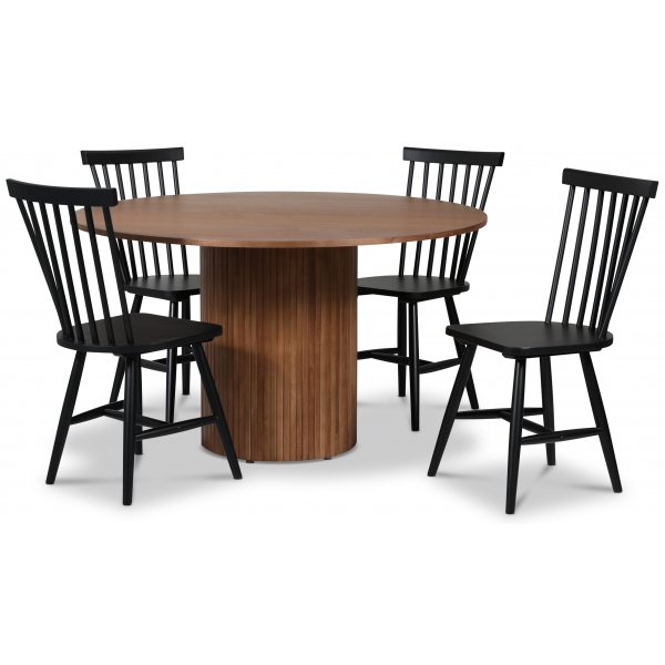 Pose spisegruppe: Bord 130 cm inkludert 4 stk Fr pinnestoler - Valntt