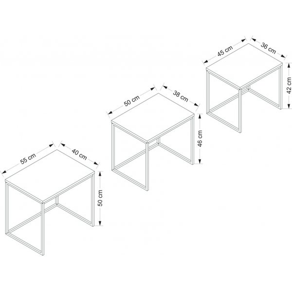 Evia bord 45/50/55 x 36/38/40 cm - Valnøtt Evia bord 45/50/55 x 36/38/40 cm - Valnøtt