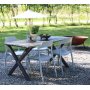 Spisegruppe Scottsdale: 150 cm grtt trebord inkludert 4 stk. Abbe stablebare stoler