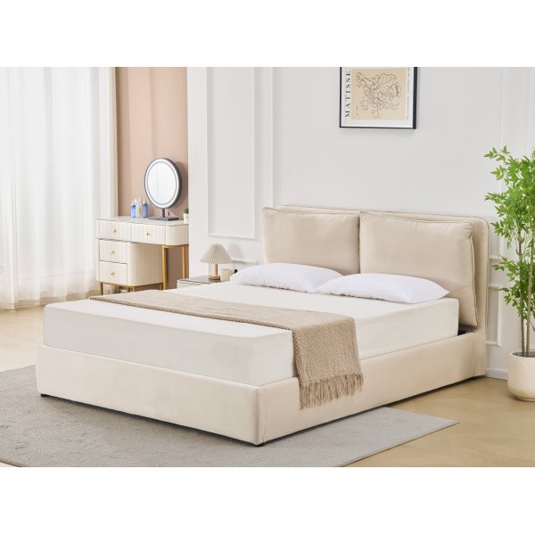 Lamica sengeramme med sengegavl og oppbevaring 160 x 200 cm - Beige Lamica sengeramme med sengegavl og oppbevaring 160 x 200 cm - Beige