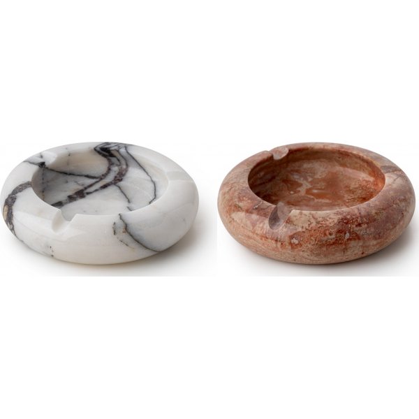 Runde askebegre i 2 typer marmor - 2 stk Runde askebegre i 2 typer marmor - 2 stk