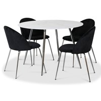 Art spisegruppe, 110 cm rundt bord + 4 st svarte Art stoler