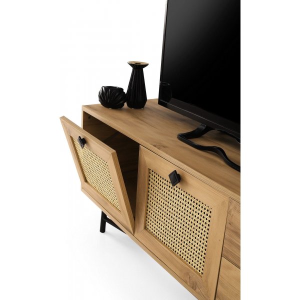 Happy mediebenk 140 cm - Eik/svart