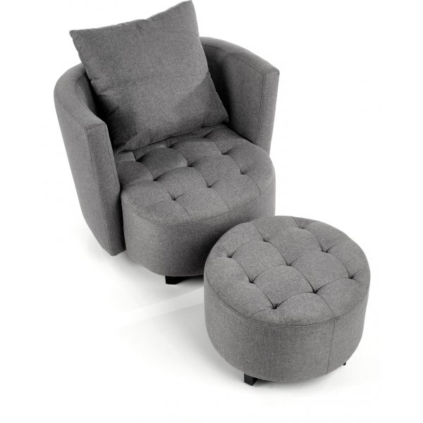 Virginia lenestol med fotskammel - Grå Virginia lenestol med fotskammel - Grå