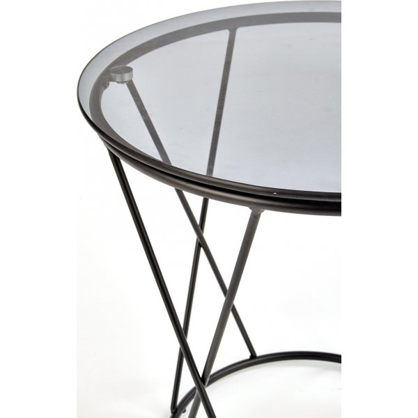 Luzon salongbord Ø50 cm - Røkt glass/sort Luzon salongbord Ø50 cm - Røkt glass/sort