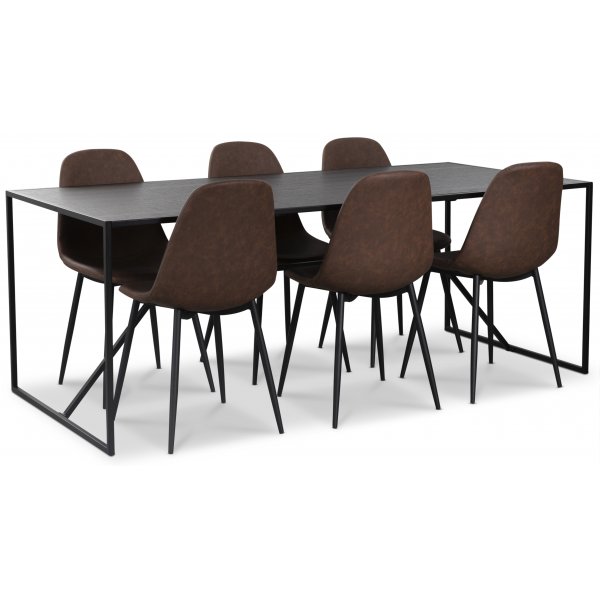 Atlantic spisegruppe: Lazio bord + 6 stk Atlantic Empire stoler brown PU Atlantic spisegruppe: Lazio bord + 6 stk Atlantic Empire stoler brown PU