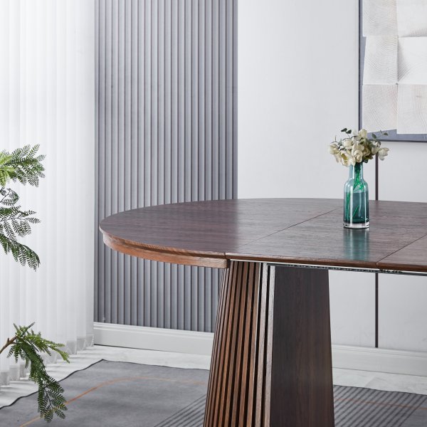 Crossby rundt spisebord uttrekkbart Ø120-200 cm - Valnøtt Crossby rundt spisebord uttrekkbart Ø120-200 cm - Valnøtt