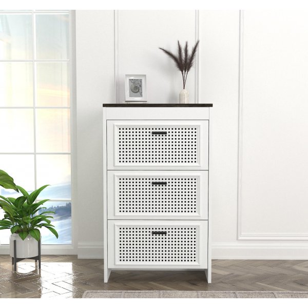 Ferdig kommode - Hvit/mrk brun