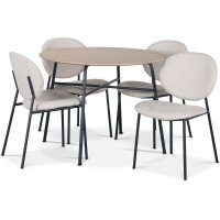 Tofta spisegruppe Ø100 cm bord i lyst tre + 4 stk. Tofta beige stoler Tofta spisegruppe Ø100 cm bord i lyst tre + 4 stk. Tofta beige stoler