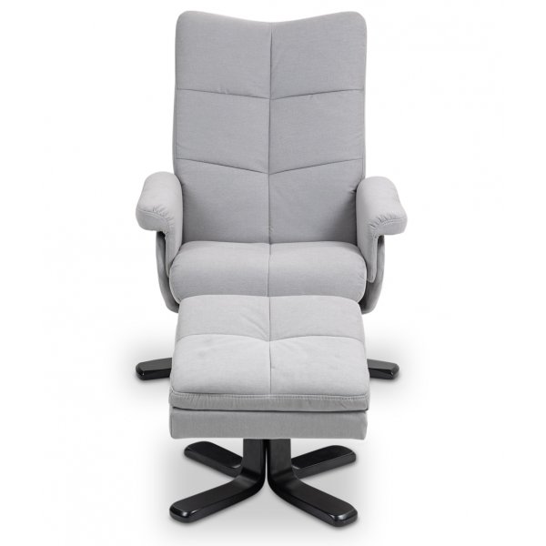 Duva recliner lenestol med fotskammel - Grtt stoff