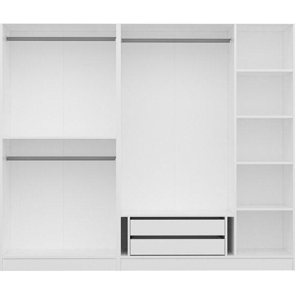 Cikani garderobeskap med glassdr, 225x52x210 cm, variant A - Hvit