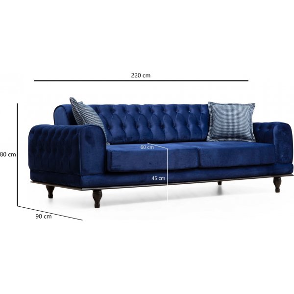 Arredo Capitone v2 3-seters sovesofa - Marineblå Arredo Capitone v2 3-seters sovesofa - Marineblå