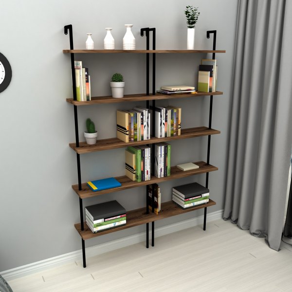 Teos bokhylle - Lys valn�tt/svart