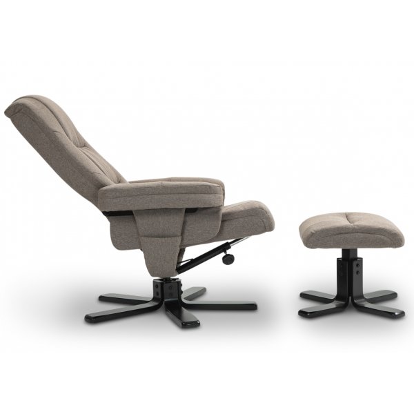 Oslo hvilestol med krakk i mørk beige stoff Oslo hvilestol med krakk i mørk beige stoff