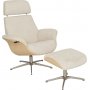 Falcon lenestol med fotskammel - Lys beige/hvitpigmentert eik
