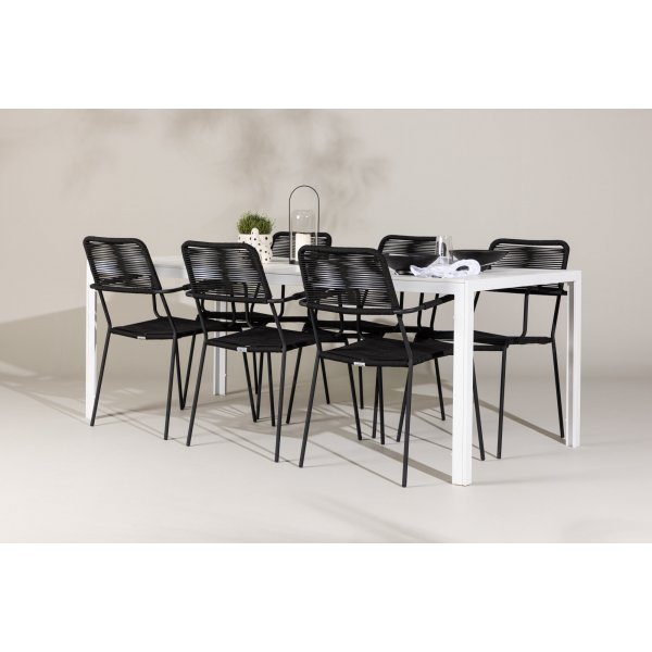 Pause uteservering sett med 6 Lindos stoler - Hvit/Sort