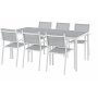 Spisegruppe med 6 stoler og spisebord 205 x 90 cm gr/hvit - Copacabana