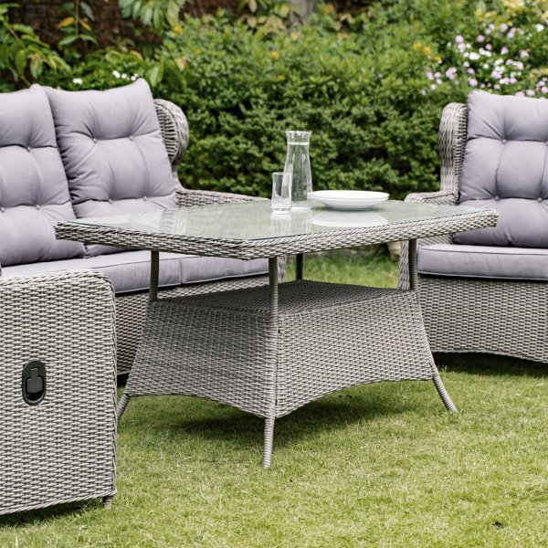 Penssylvania utemøbelgruppe høy rygg med recliner (3+1+1) - Grå kunstrotting Penssylvania utemøbelgruppe høy rygg med recliner (3+1+1) - Grå kunstrotting