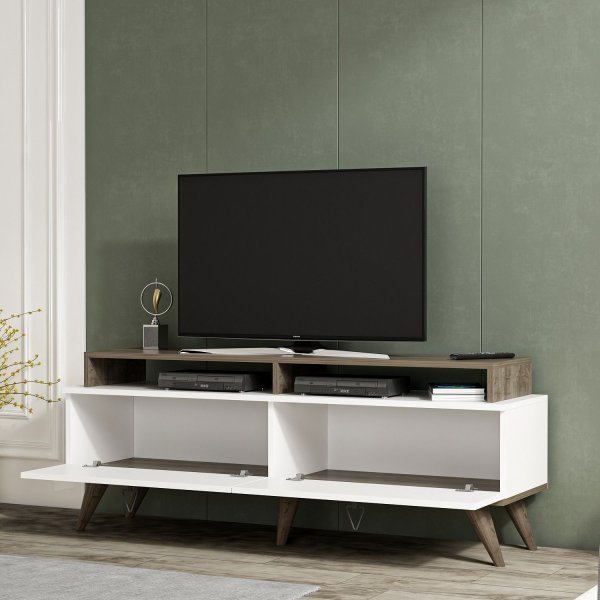 Beril mediebenk - Valnøtt/hvit Beril mediebenk - Valnøtt/hvit