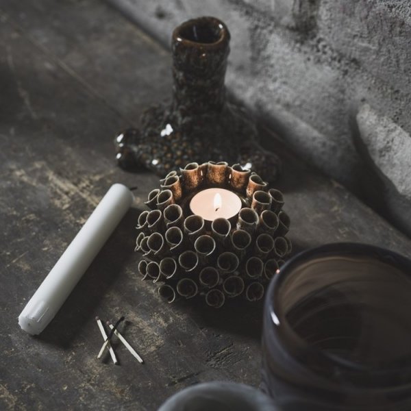 Shelly lyslykt 12 x 12 x 7 cm - Brun