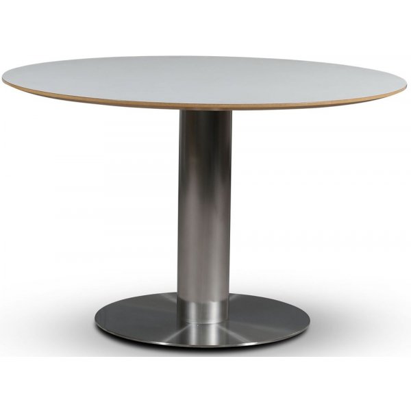 SOHO spisebord 118 cm - Brstet aluminium / Perstorp hvit HPL