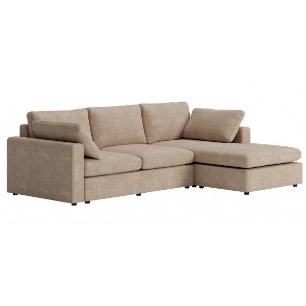 Moby mrk beige divansofa 296 cm - Vendbar divansofa med pocketfjrer