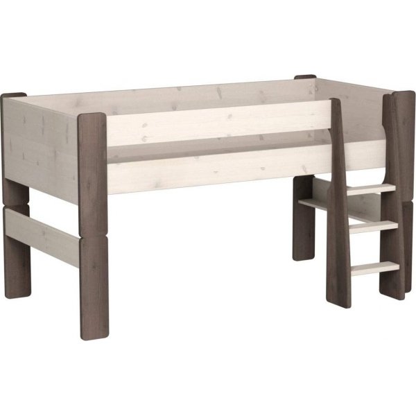 For barn loftseng 90 x 200 cm - Hvitkalket/gr�/brun