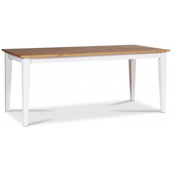 Dalarös spisegruppe 180 cm bord hvit/eik + 6 st hvite Gaston spisestoler Dalarös spisegruppe 180 cm bord hvit/eik + 6 st hvite Gaston spisestoler