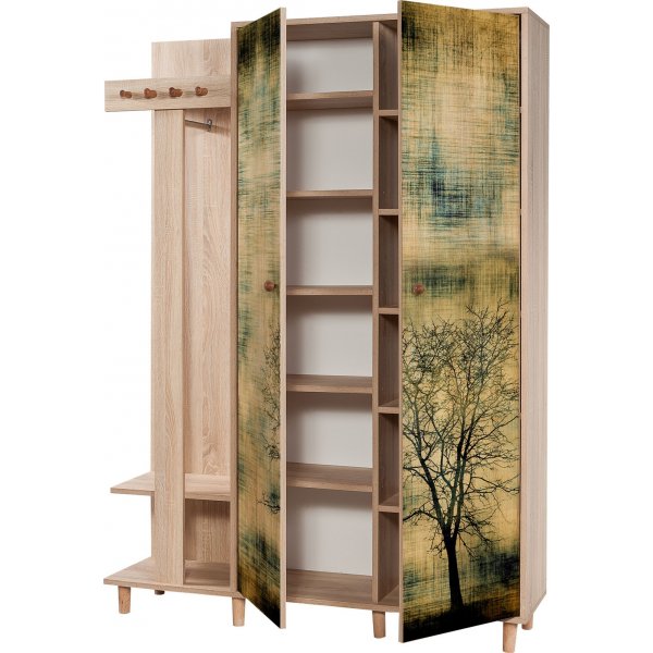 Garmanto hallmøbler 135 cm - Sonoma eik/bilde Garmanto hallmøbler 135 cm - Sonoma eik/bilde