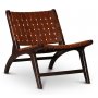 Lenestol Porto - Mrk brun teak / Brunt skinn