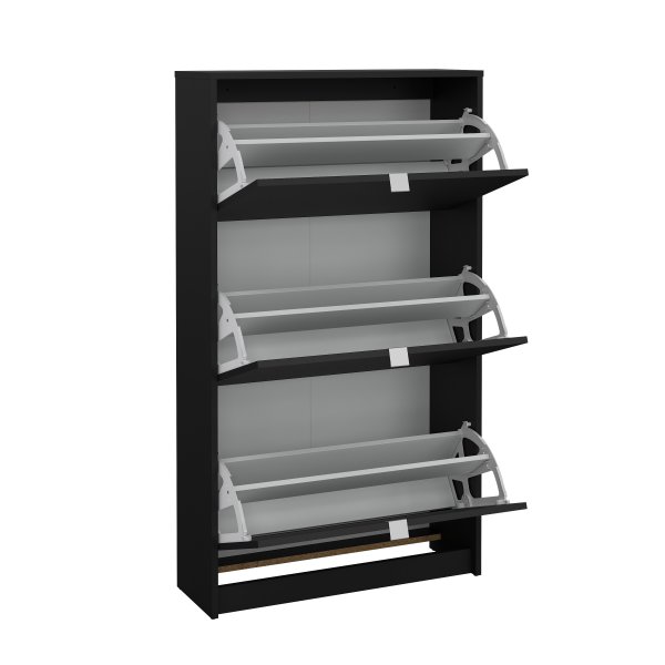 Skoskap med 3 vipped�rer - Matt svart