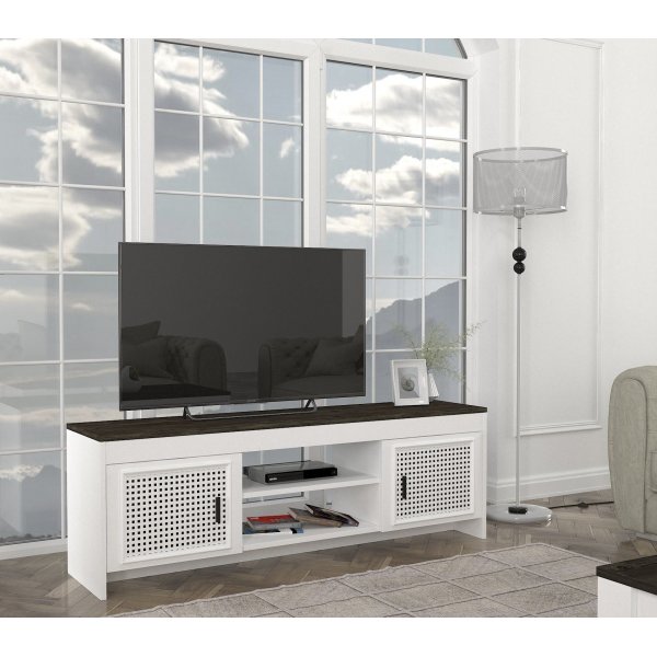 Done mediebenk - Hvit/mørkebrun Done mediebenk - Hvit/mørkebrun