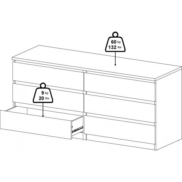 Naia kommode med 6 skuffer - Sort boks