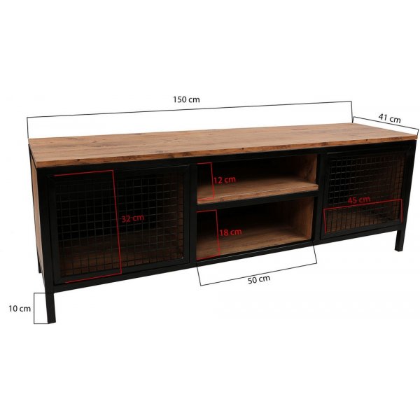 Zeno mediebenk - Furu/svart Zeno mediebenk - Furu/svart