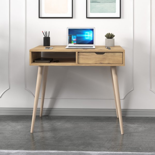 Oferta skrivebord 90 x 60 cm - Eik/tre Oferta skrivebord 90 x 60 cm - Eik/tre