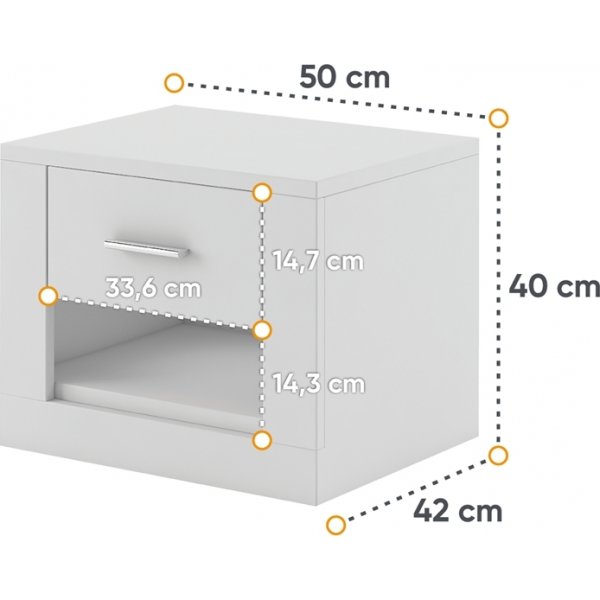 Einar nattbord - Hvit