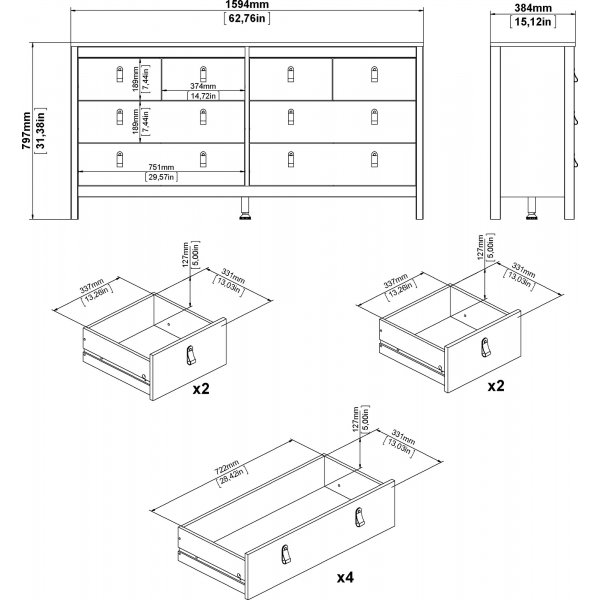 Madrid bred kommode - Sort