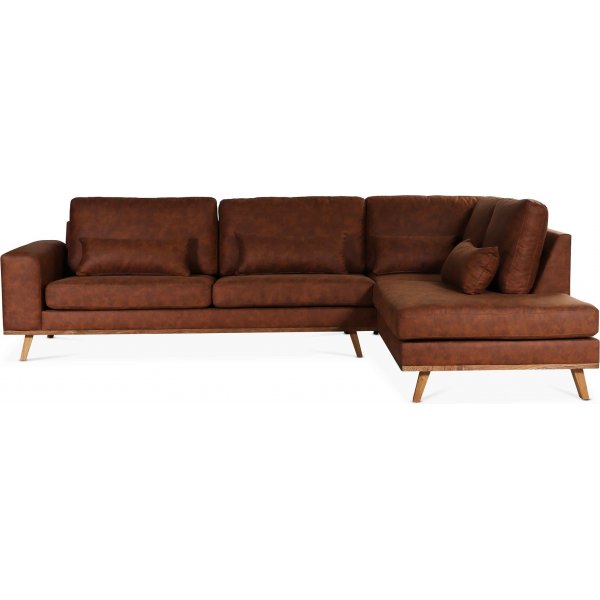 Ranger sofa med ppet avslut hyre - Cognac (Lderutseende) / EIK + Tekstilrens for mbler