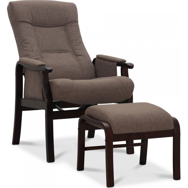 Bergen lenestol med fotskammel - Brunt stoff Bergen lenestol med fotskammel - Brunt stoff