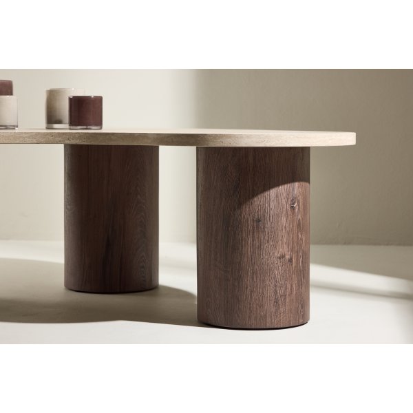 Megg salongbord 130x78 cm - Mokka / Travertin